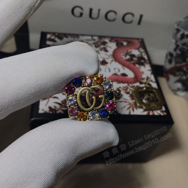 GUCCi飾品 古馳彩鑽施華洛世奇水晶GG耳釘 925純銀針 Gucci耳飾耳環  zgbq1068